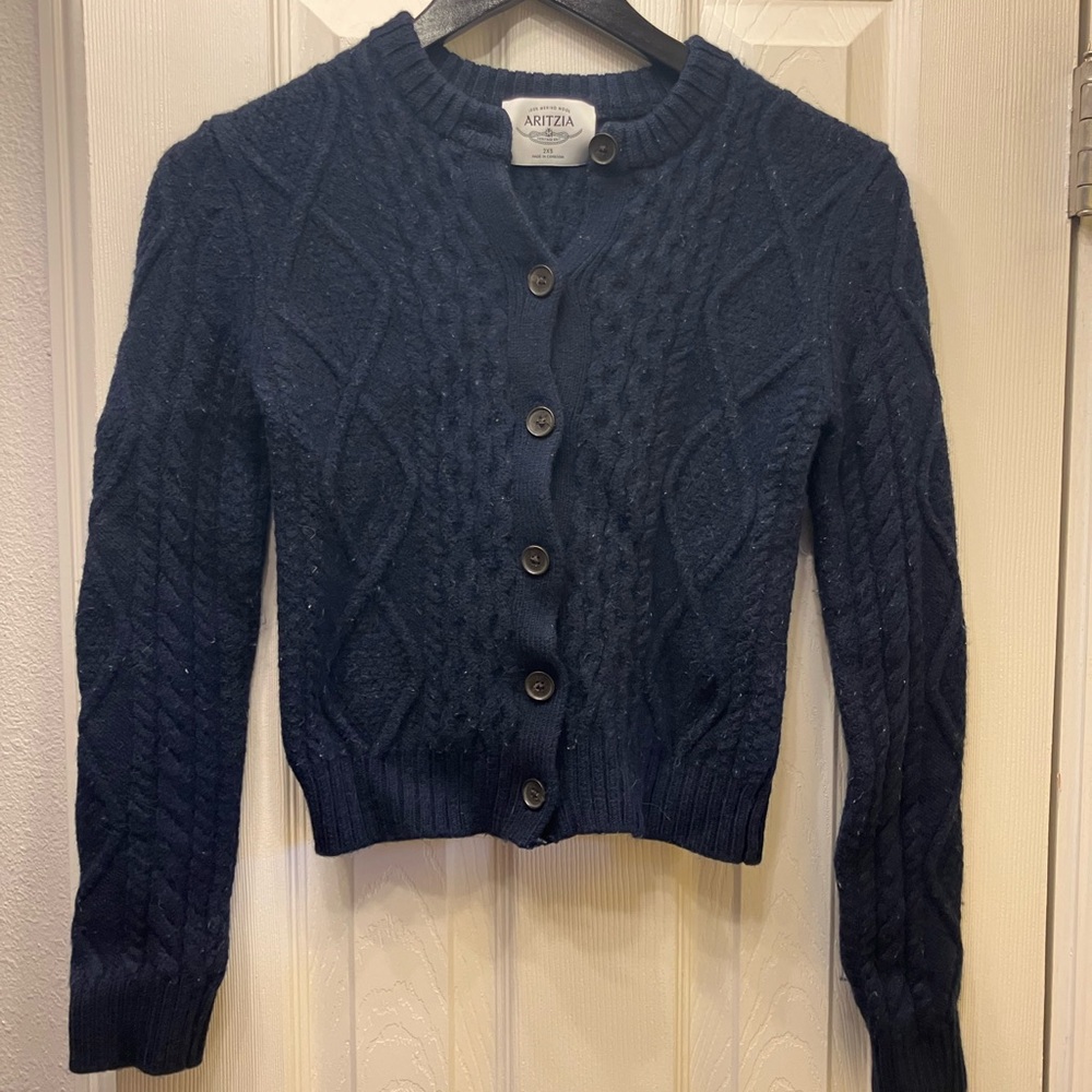 Aritzia Navy Blue Heritage Cardigan Sweater XXS